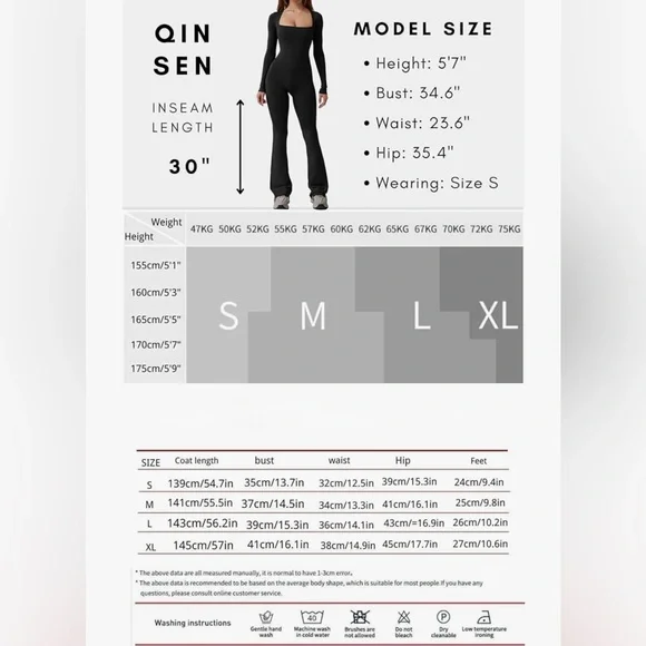 NWT Qinsen Black Square Neck Full Length Catsuit Playsuit Romper Sz S - Picture 5 of 6